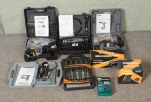 A collection of mostly Tooltec and Performance Power tools to include Hammer Drill, Rotary Tool Kit,