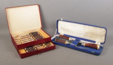 Two cased sets of bone handled cutlery, to include six place knife and fork set bearing Taylor's