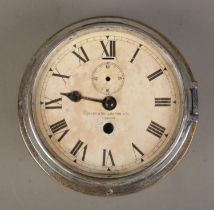 A chrome plated ship's bulk head clock by Davey & Co, London.
