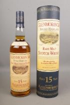 A bottle of Glenmorangie 15 Year Old Rare Malt Scotch Whisky, 43% vol, 70cl in card tube