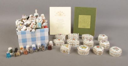 A collection of twelve ceramic trinket boxes from the Empress Josephine's Rose Garden, together with