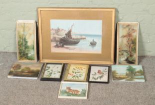 A collection of artworks and prints including examples by Eva Shirtcliffe and A Young.