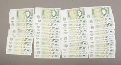 A collection of approx. 55 Bank of England one pound notes including several consecutive print