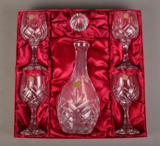 A boxed set of German Echt Bleikristall wine glasses and decanter