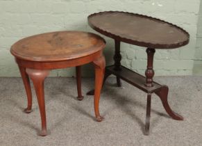 Two small occasional tables including a walnut quarter fold top example