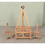 Four wooden Artist's easels, including Reeves example.