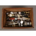 A box of assorted Gents and Ladies wristwatches, to include Roamer 17 Jewel example, along with