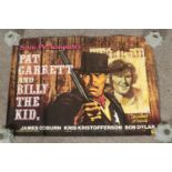 Pat Garrett and Billy the Kid; a British film poster directed by Sam Peckinpah. Starring James