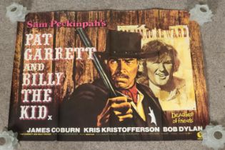 Pat Garrett and Billy the Kid; a British film poster directed by Sam Peckinpah. Starring James