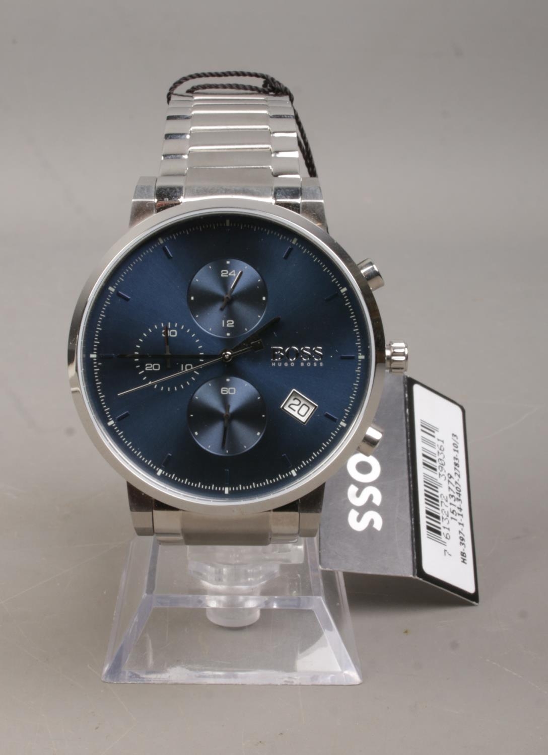 A Gents Hugo Boss Integrity quartz wristwatch, with dark blue dial on stainless steel bracelet - Image 2 of 2