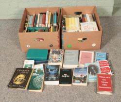 Two boxes of assorted books of mostly travel and arts to include The Ladybird Book of British