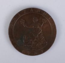 A George III copper wheel penny, 1797.