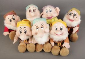 A complete set of Disney Store plush toys of the seven dwarfs from "Snow White and the Seven Dwarfs"