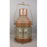 A large copper ship lantern, bearing makers plaque for WT George & Co. Birmingham. Stamped 'Not
