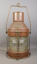 A large copper ship lantern, bearing makers plaque for WT George & Co. Birmingham. Stamped 'Not