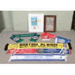 Assorted football scarves, Football League Cup Final programme and ticket from 1980 and Ogdens