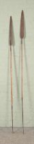 A near pair of tribal spears. Approx. length of longest example 257cm. CAN NOT POST Ends are loose.