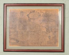 After John Speed, a framed West Riding of Yorkshire map, dated 1610. 36cm x 48cm.