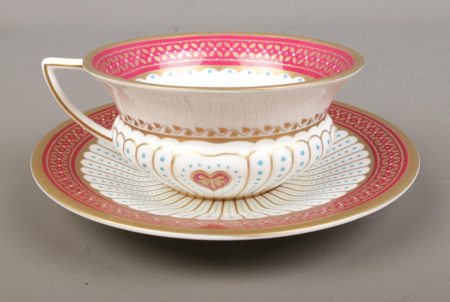 A boxed Wedgwood tea cup and saucer in the Queen of Hearts pattern. - Image 2 of 2