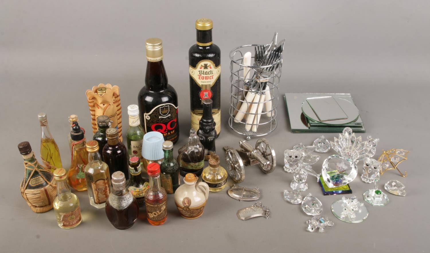 A collection of miniature liquors, sherry, fortified wines together with a small selection of