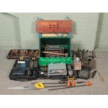 A very large collection of tools, to include Black and Decker Workmate bench, socket set,
