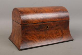 A late Nineteenth/early Twentieth Century burr walnut tea caddy of D-shaped form with swooping