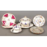 A collection of mainly Nineteenth Century pottery, to include Rockingham cup and saucer and