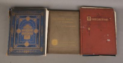 Three antique books containing a collection of prints and etchings including Turner's Liber