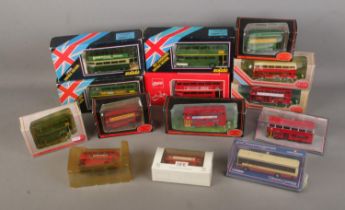 A box of assorted diecast buses to include Coca Cola advertisement bus, Exclusive First Editions,