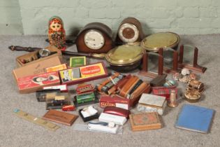 An assorted mix of collectables including two bed pan warmers, vintage shoe stretcher in box and