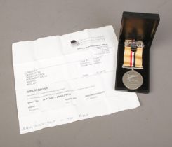 A Queen Elizabeth II Iraq Campaign Medal awarded to 464072409 L Bradley, Civilian. Includes original
