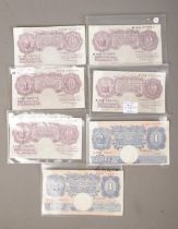 A collection of British emergency wartime issue Peppiatt banknotes to include ten shilling and one