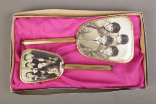 A vintage Beatles two piece vanity set, both pieces backed with group photographs. Consisting of