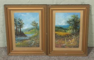 A pair of good quality oil on board paintings of countryside scenes, unsigned.