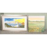 Rob Barnes oil on canvas titled Barley Field along with a limited edition 1997 framed print titled