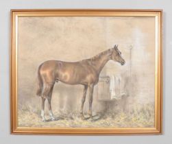 After John Charles Tunnard, a framed oil on board, study of a racehorse, Irish Elegance. 47cm x