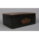 A 19th century Boulle work box with hinged lid. 11cm x 28cm x 20cm.
