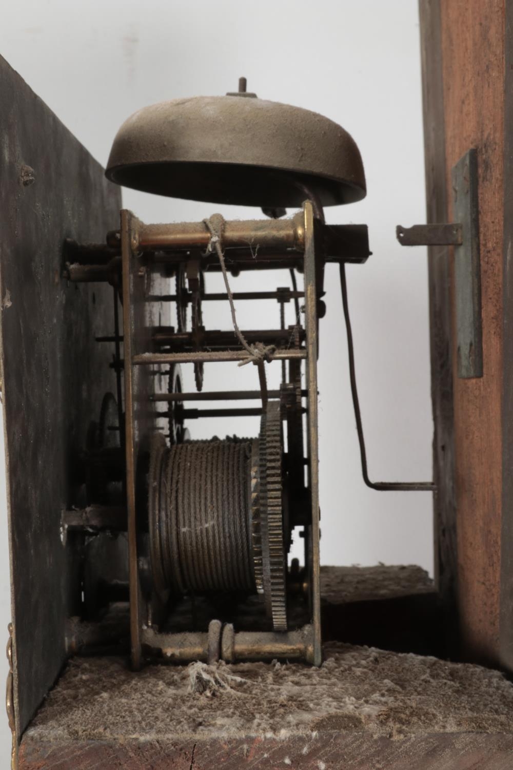 A Georgian mahogany longcase clock. Having twin swan neck pediments, carved lion detail and - Image 6 of 6