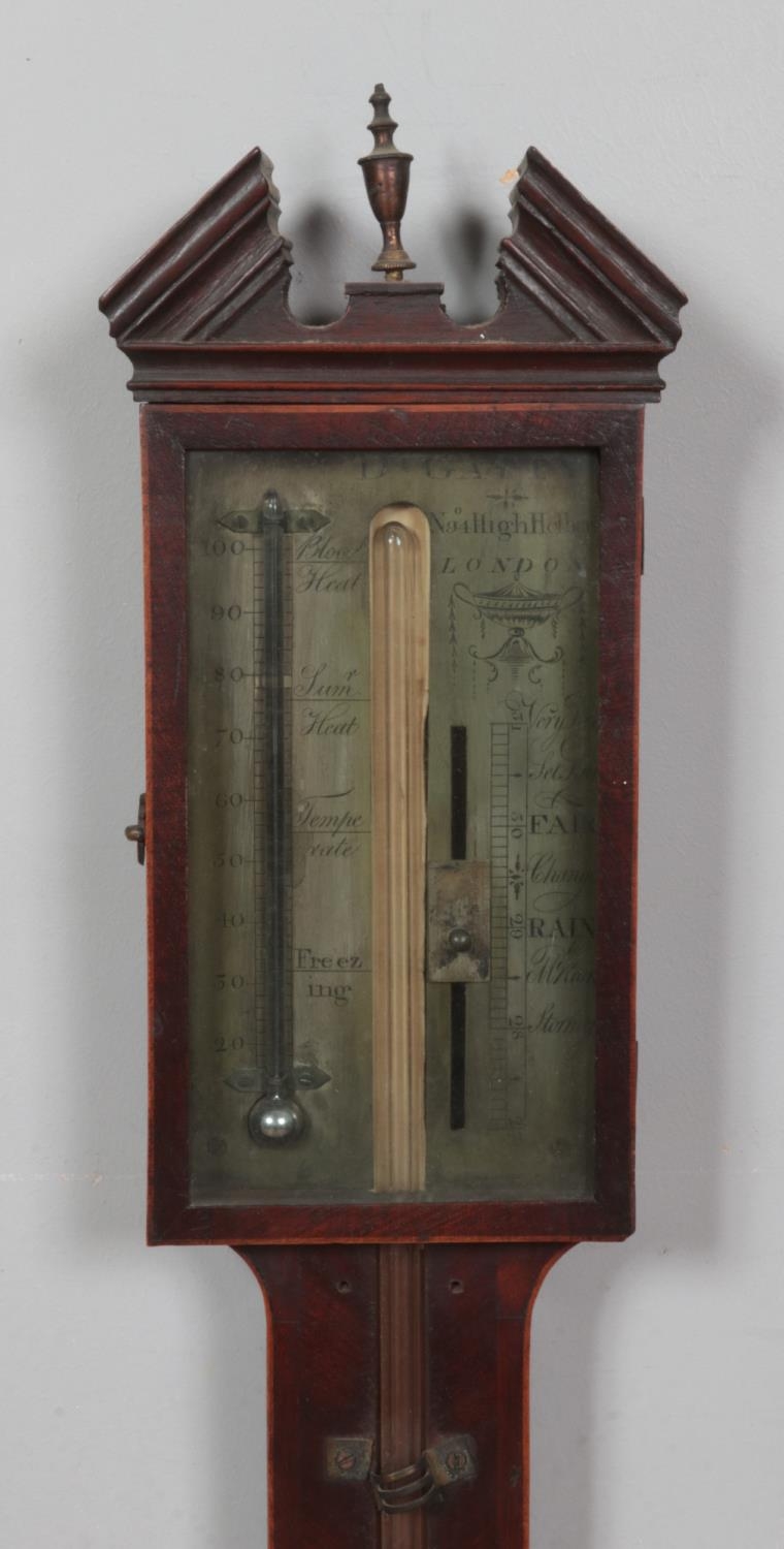 A 19th century D Gatty mahogany stick barometer. Length 100cm. - Image 2 of 3