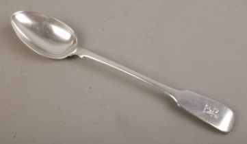 A William IV silver basting spoon. Bearing rearing lion crest to terminal. Assayed London 1831 by