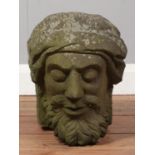 A carved stone corbel, formed as the bust of a gentleman. Length 51cm, Height 28cm.