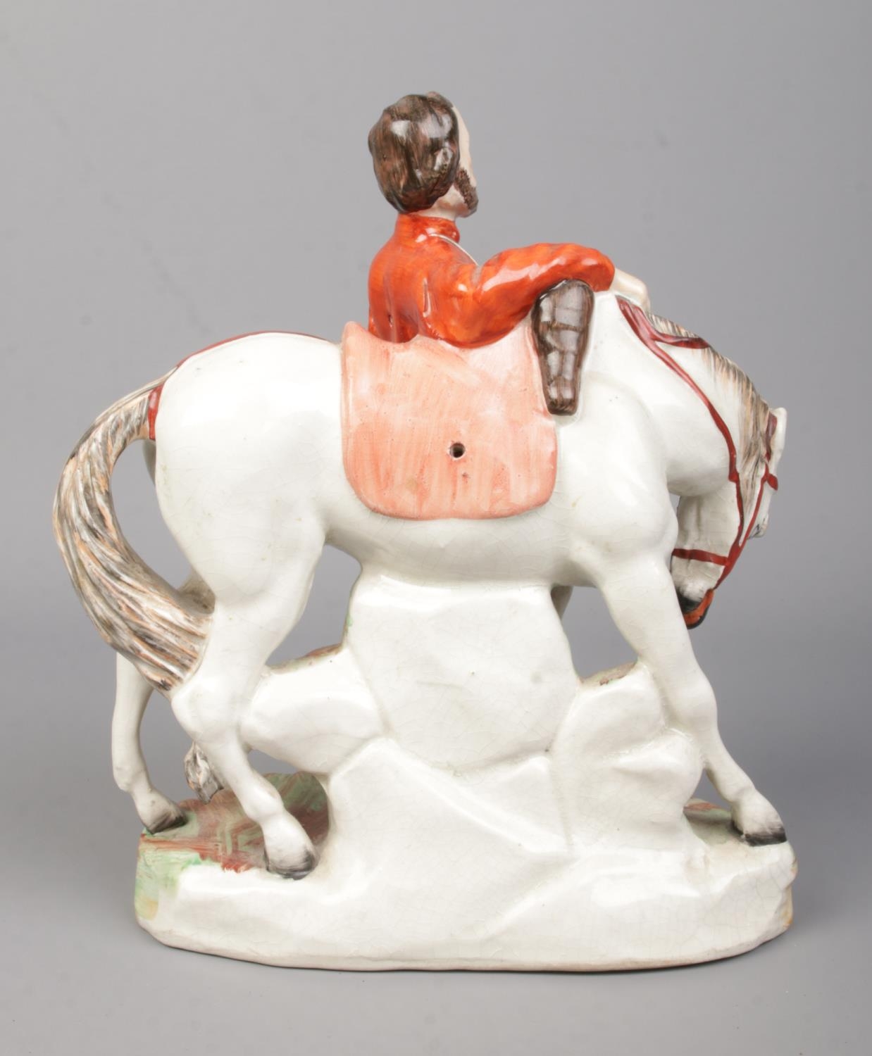 A 19th century Staffordshire figure, Giuseppe Garibaldi and horse, by Thomas Parr. Height 23cm. - Image 2 of 3