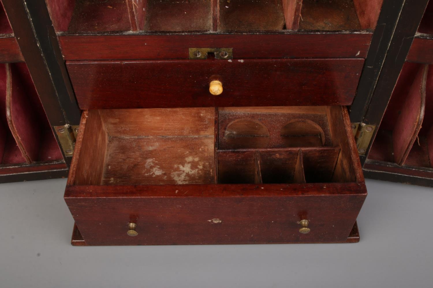 An early 19th century mahogany apothecary cabinet with double door front. Having brass campaign - Image 3 of 4