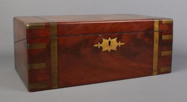 A Victorian brass bound mahogany writing box.