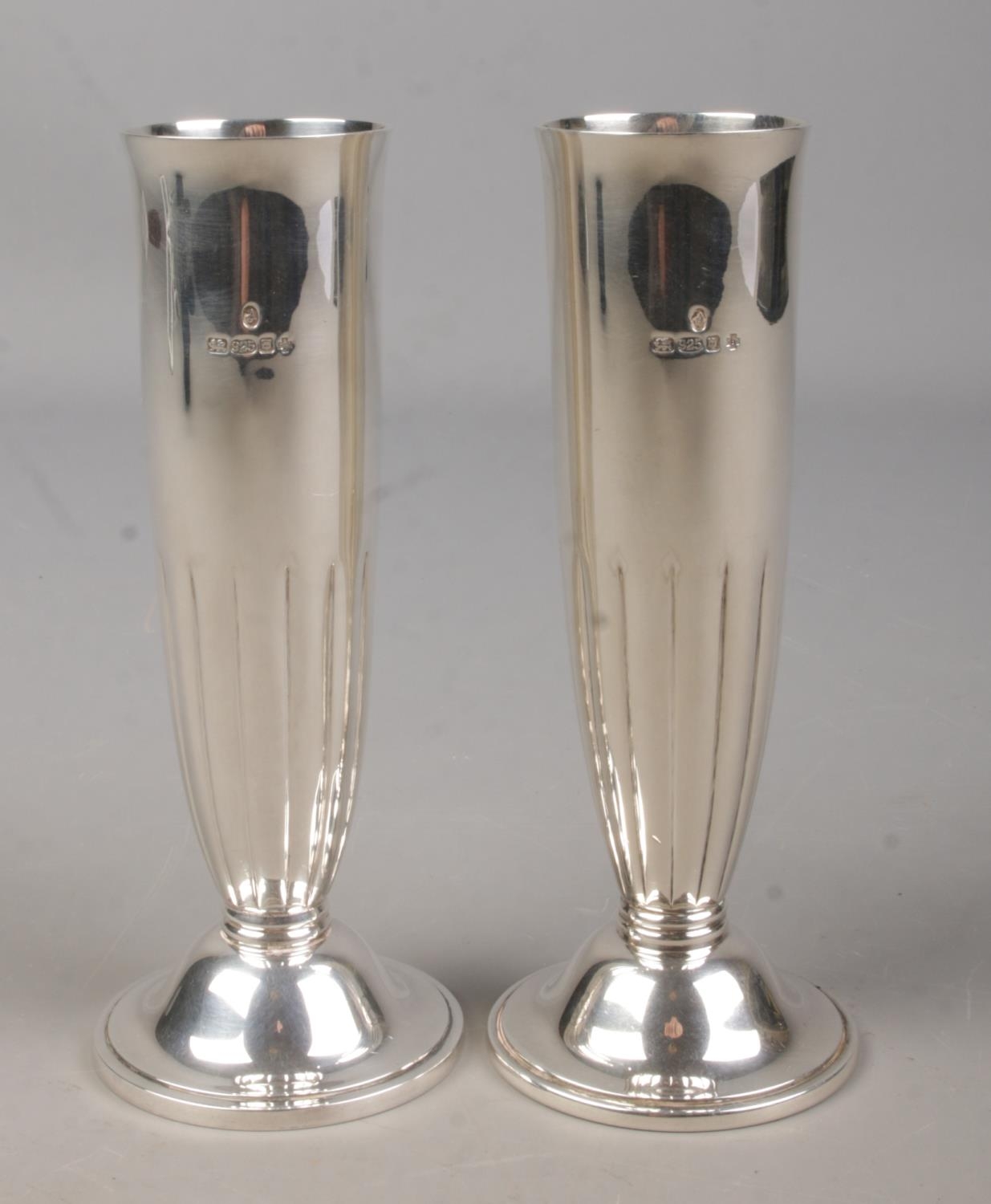 A pair of silver specimen vases by Asprey & Garrard. Assayed London 2000. Stamped Asprey & Garrard - Image 2 of 4