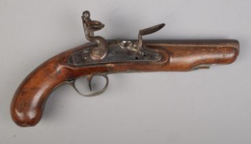 A 19th century flintlock pistol with octagonal barrel. The lock plate stamped for Utting. CANNOT