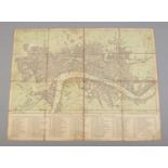 An 18th century cloth map of London, Westminster and Southwark. Dated 1781. Printed for Rob