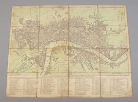 An 18th century cloth map of London, Westminster and Southwark. Dated 1781. Printed for Rob