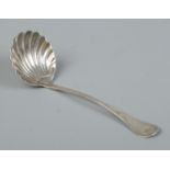 A small Victorian silver ladle with shell bowl. Assayed Sheffield 1877 by John Frederick Fenton &