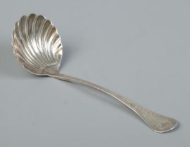 A small Victorian silver ladle with shell bowl. Assayed Sheffield 1877 by John Frederick Fenton &